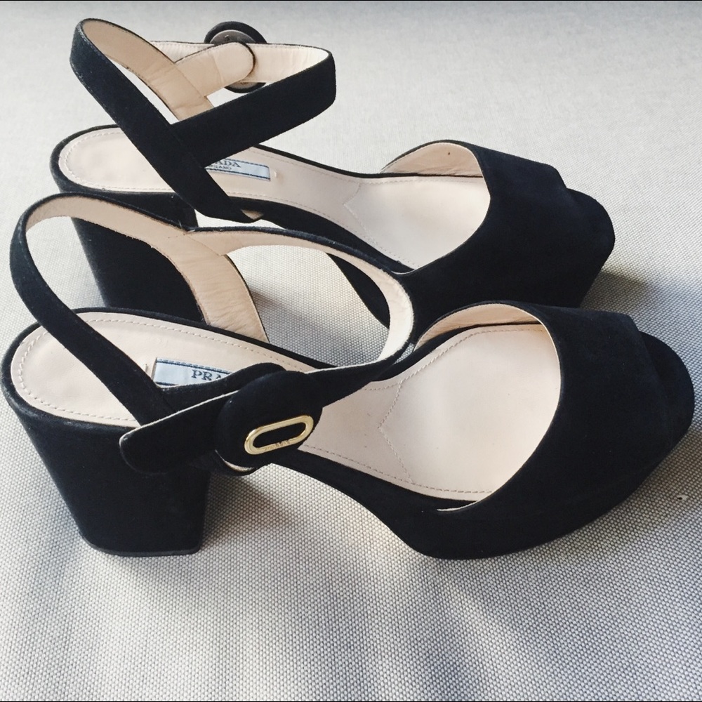 Timeless Black Suede PRADA Platform Heels